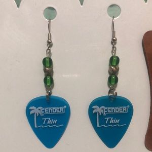 Unique Earrings Fender Guitar Pick Musician Bass Rock Country